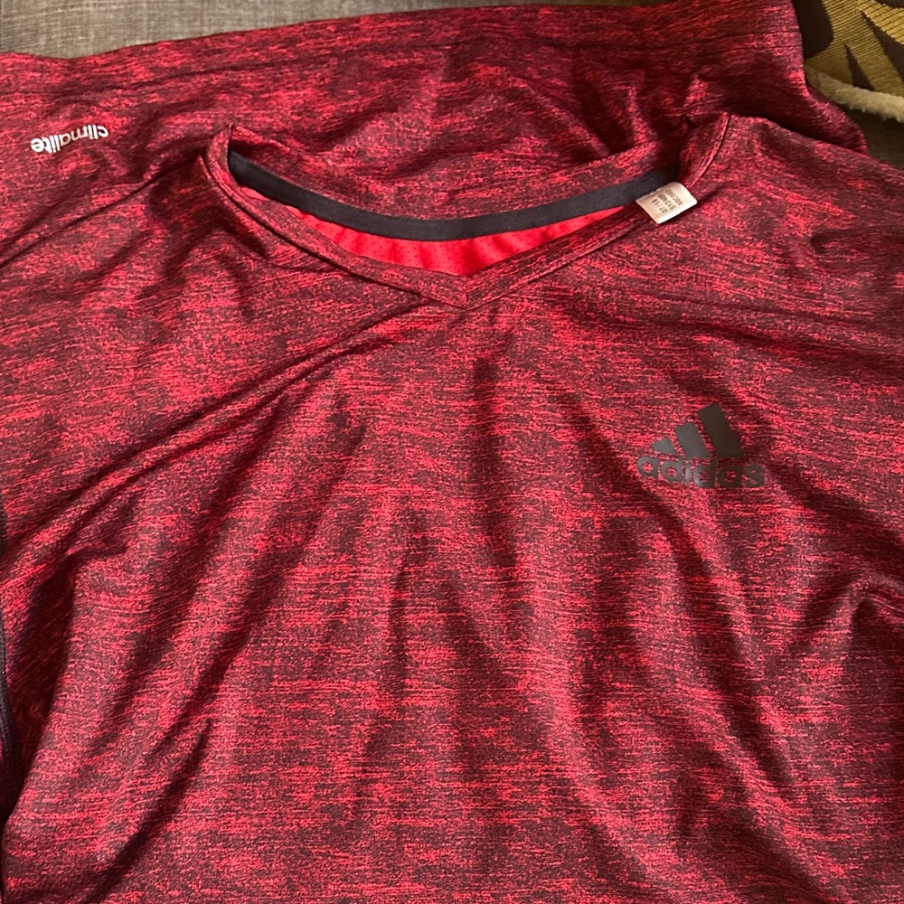 Adidas Men's tech fit Red long Sleeve Tee